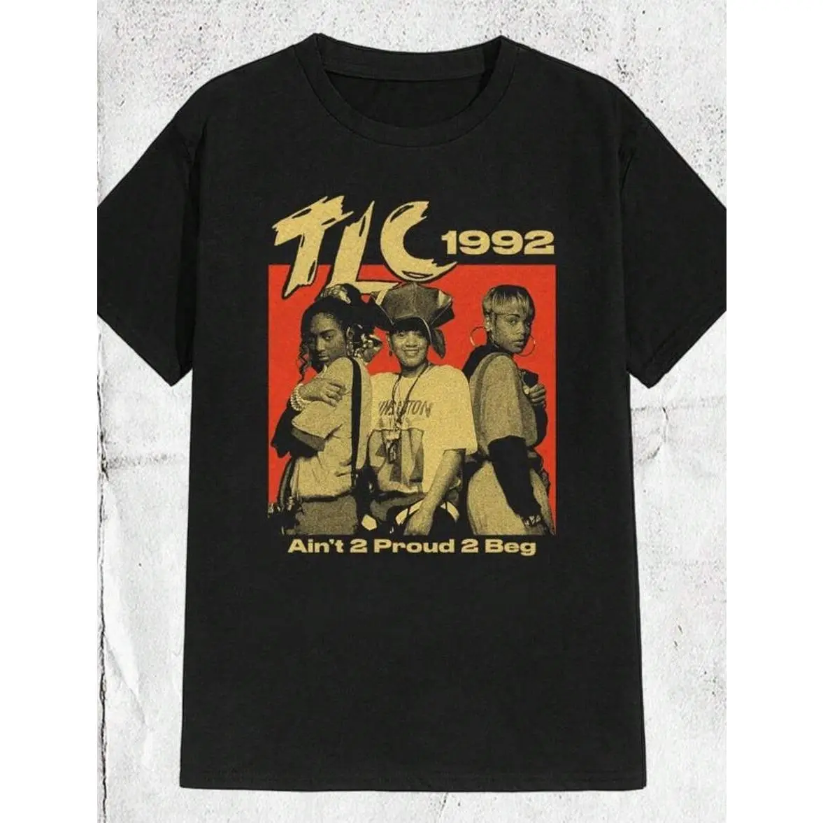 Music Style TLC Print Round Neck T-Shirt Album Art Design Short Sleeve Y2k Tops Suitable For Summer Gentle Cycle For Business Casual And Casual Wear