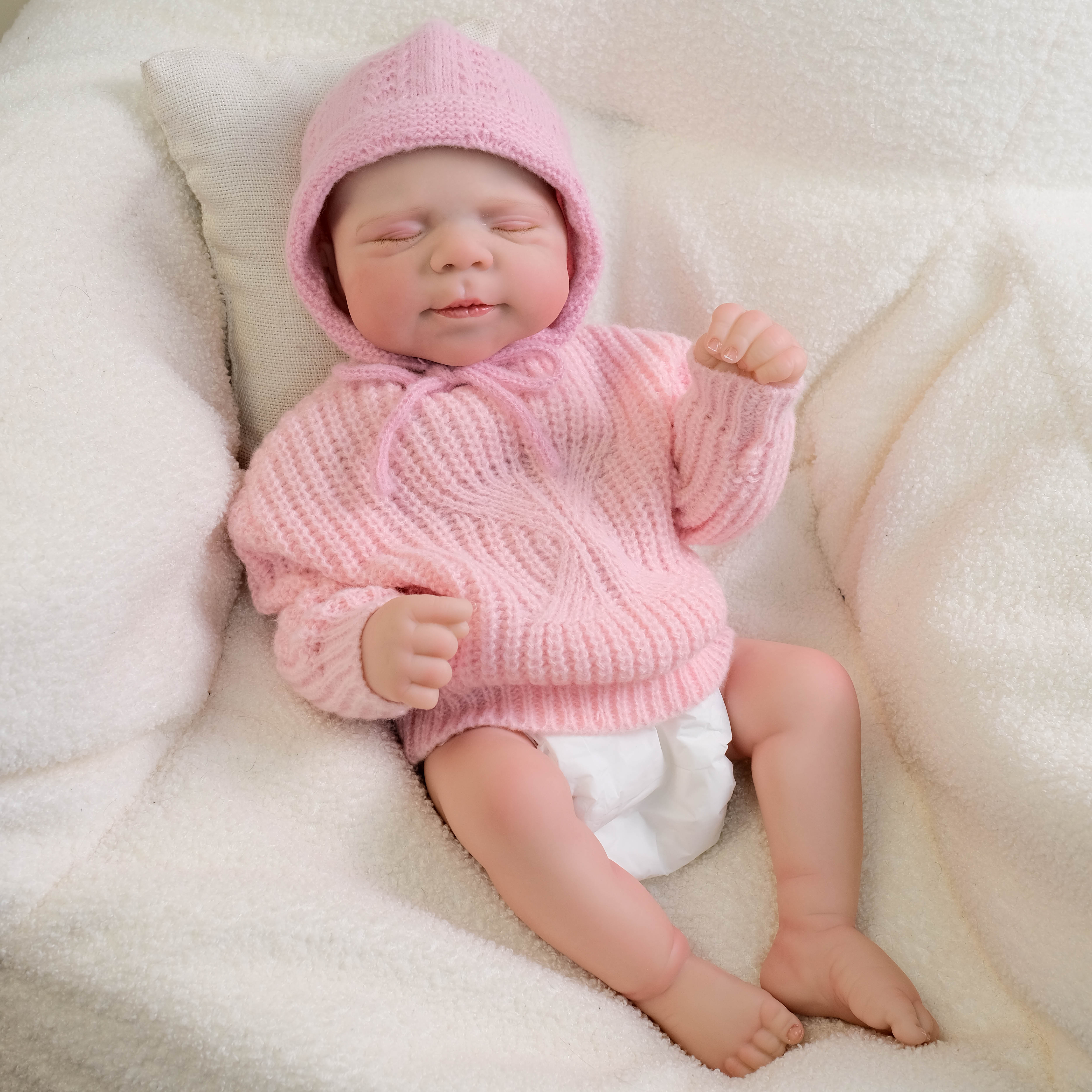 Lifelike Reborn Baby Doll - 18in Full Vinyl Unisex Newborn Doll, Handmade Painted Hair, Washable Collector Display Toy, Child Birthday Gift