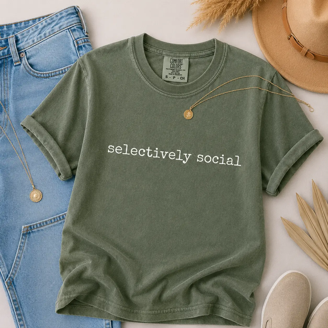 Comfort Colors Selectively Social TShirt, Funny Introvert T-Shirt, Graphic Tee, Sarcastic Internet TShirt, Gift for Her, Trendy Relatable Tee - TrendWear USA