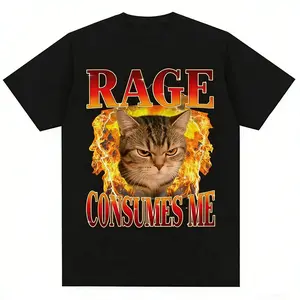 Rage Consumes Me Feistys Tabbys Cat Top Fun Graphic Relaxed Fit Streetwear For Daily Wear And Trips Woman Man Unisex