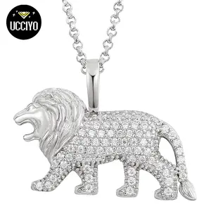 【#P58】Animal Exquisite Lion Pendant S925 Sterling Silver Synthetic Moissanite Animal Pendant Necklace Suitable for Men and Women Hip Hop Rap Trend Jewelry