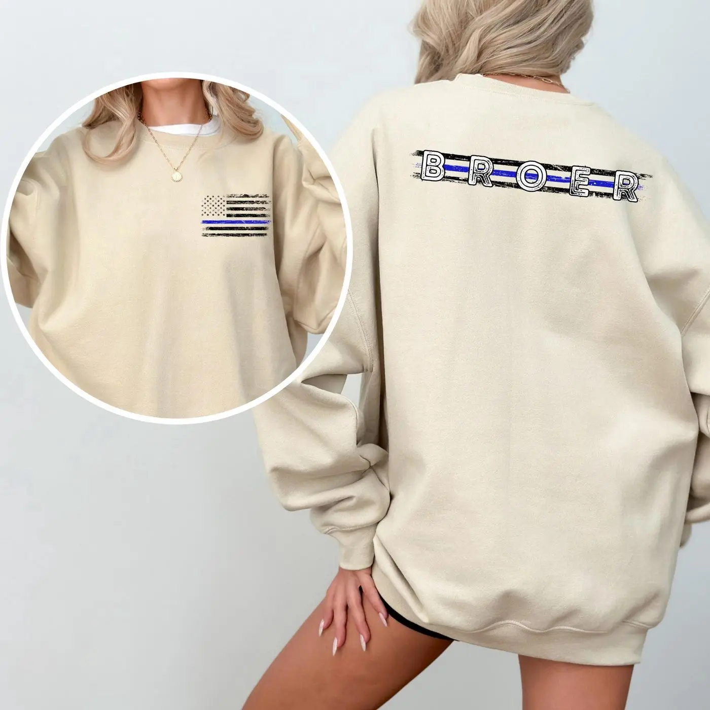 Custom Police Sweatshirt Thin Blue Line Police Flag Custom Police Gift for Police Officer Husband Police Dad Mom Papa Wife Police Graduation