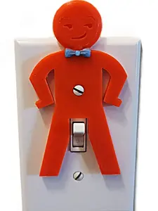 Fleisher's Dude Funny Wall Light Switch Plate Cover Glows under UV Light! -3D Printed Wall Home Art Decor prank Toggle Orange with Blue Bowtie - Made In USA!
