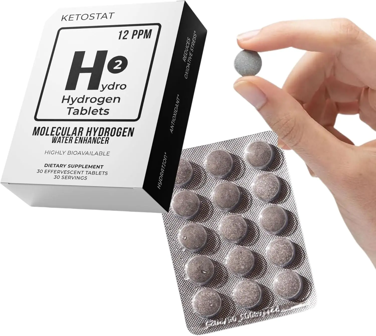KETOSTAT Hydrogen Water Tablets for Drinking Water 30 Count Creates 12 PPM Nanobubbles -Hydrogen Tablets for Drinking Water Fitness | Magnesium |  Healthcare Antioxidant Magic Dietary Supplements