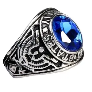 Vintage Eagle Alloy Ring - European & American Style Arm Badge Ring with Decorative Engraving, American Soldier Costume Jewelry, Cross-Border Dropshipping Available, Alloy Rings, Arm Badge Rings