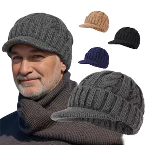 Men's Winter Warm Cable-Knit Short Brim Duckbill Hat