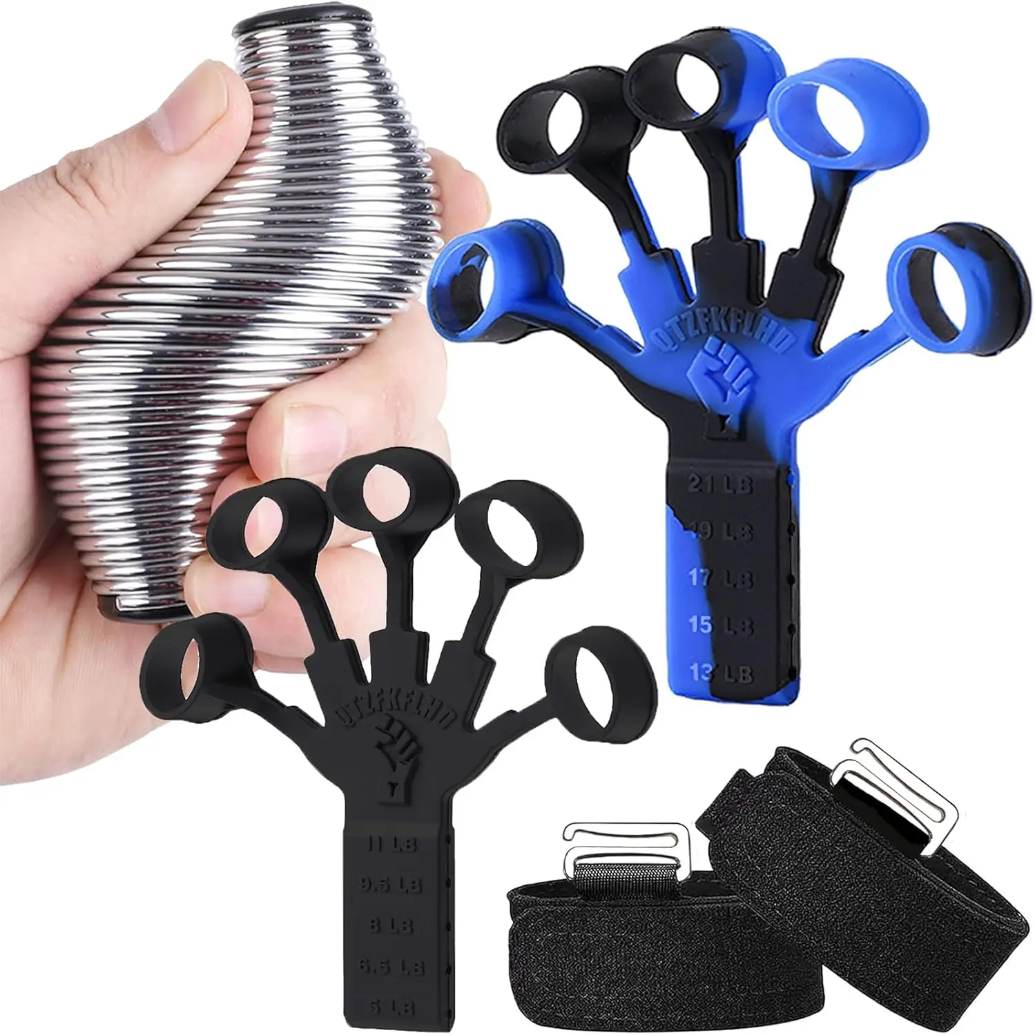 Grip Strength Trainer with Forearm Strengthener, Hand Grip Strengthener, Hand Extension Exerciser, Stress Relief Ball and Hand Grip Strengthener for Muscle Building and Injury Recover(5 PCS)