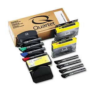 Quartet 558 Dry Erase Marker Caddy Kit- Chisel Tip- 4 Assorted Colors- 8-Set