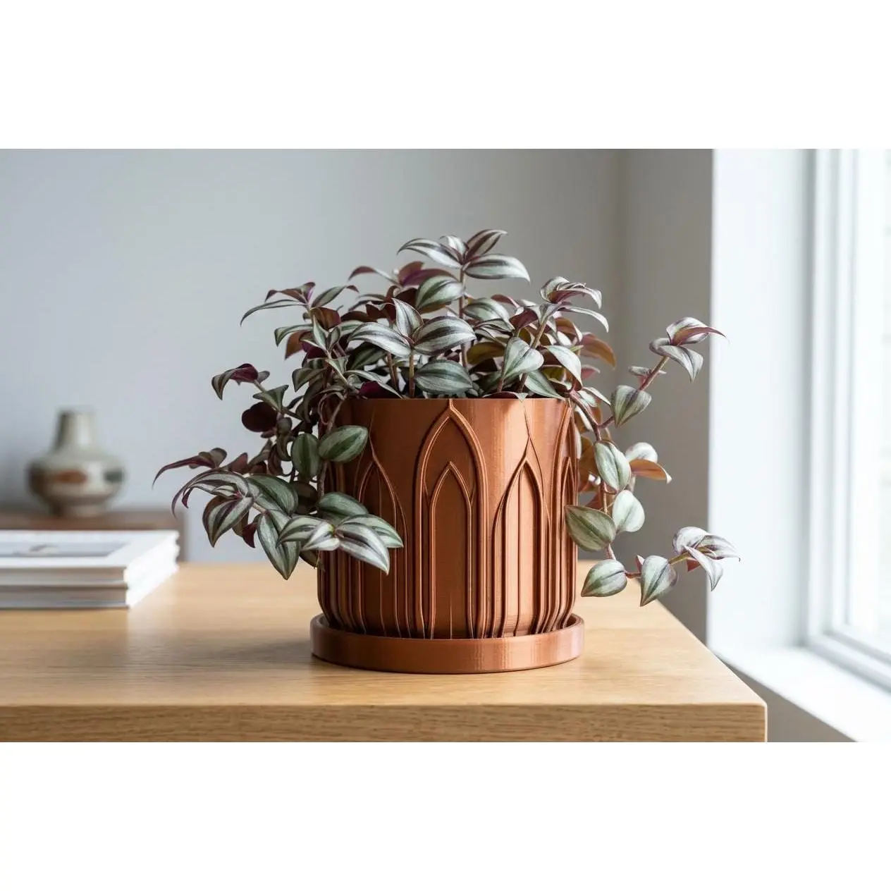 Castle Planter with Drainage Tray, Gothic Planter, Architectural Plant Pot, 3D Printed Planter, Indoor Planter, Unique Home Decor