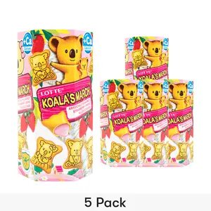 LOTTE Japan Koala's March - Strawberry Cream Filled Cookies,1.45 oz*5【5 Packs】