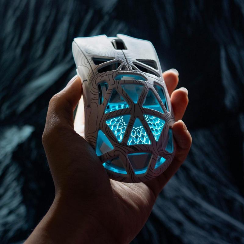 G11 Skeleton Wireless Gaming Mouse PAW3311 RGB Glow Tri-mode Bluetooth Transparent Shell Fast Response Rechargeable FPS Mouse Tiktokshop Lightweight, Gaming with Side Button, Hollowed-out design, White/ Black for Laptop