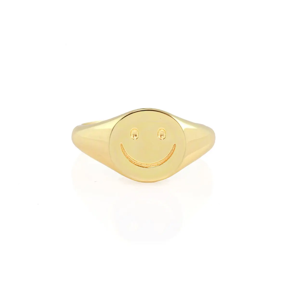 Happy Signet Ring - Gold Vermeil with Smiley Face Design, 18K Gold ...