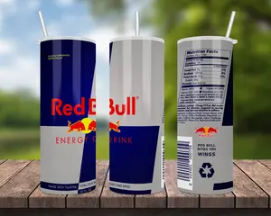 Redbull 20oz Energy Drink Inspired Tumbler , Stainless Steel Insulated Travel Mug, Reusable Hot & Cold Cup For Coffee, Water And Iced Drinks, Perfect Gift For Gym Lovers, Commuters And Office Use