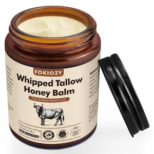 Fokiozy Grass-Fed Beef Tallow Cream with Raw Honey - 5oz Jumbo Size, Multi-Purpose Moisturizer for Face, Body, Hands & Lips, 100% Natural Dry Skin Solution, for Men & Women,Christmas gifts,New Year's gifts