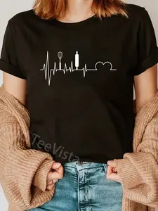 100% Cotton Unisex Baker heartbeat baking baker cake cupcake T-Shirt Graphic Casual Round Neck Tee