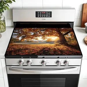 JOYFINITY Multi-Design Stove Cover for Glass/Electric Stoves - 3-in-1 Heat-Resistant Protector Mat, Non-Slip Drying Rack