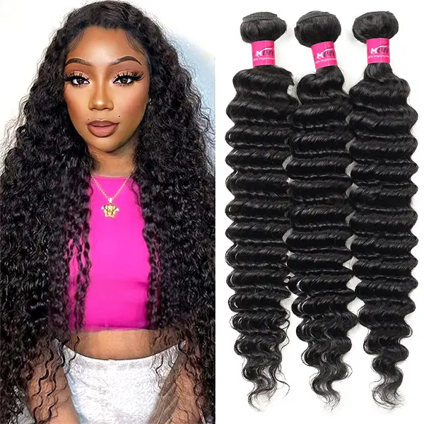 Deep Wave/Curly/Water Wave Bundles 1 3 4 Bundles Human Hair Weave Extensions Quick Weave 100g/pc