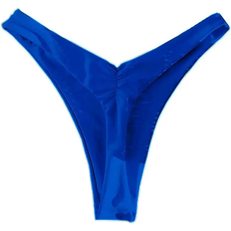 Women’s High-Cut Legs Thong Brazilian Bathing Suit Bottoms - Ruched Butt Stretchable Beach Swim Briefs, with Gift Option