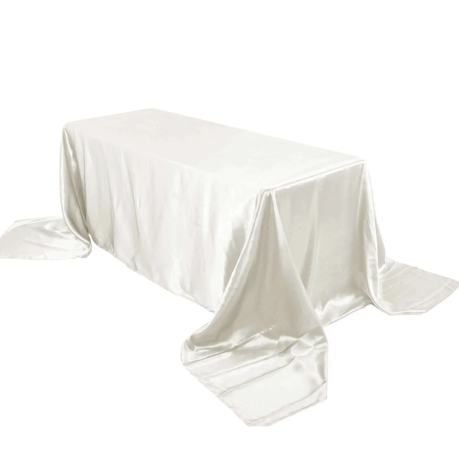 Ivory Satin Seamless Rectangular Tablecloth, 90"x156" - Kitchen Linen for Banquet, Party, Gender Reveal, Outdoor Events - Fits Various Table Sizes
