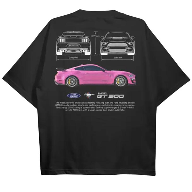 Multi Colors Design - Ford Mustang Shelby GT500 T-Shirt - Classic Fit, 100% Cotton, Digital Print, Unisex, Casual Menswear for Auto Lovers