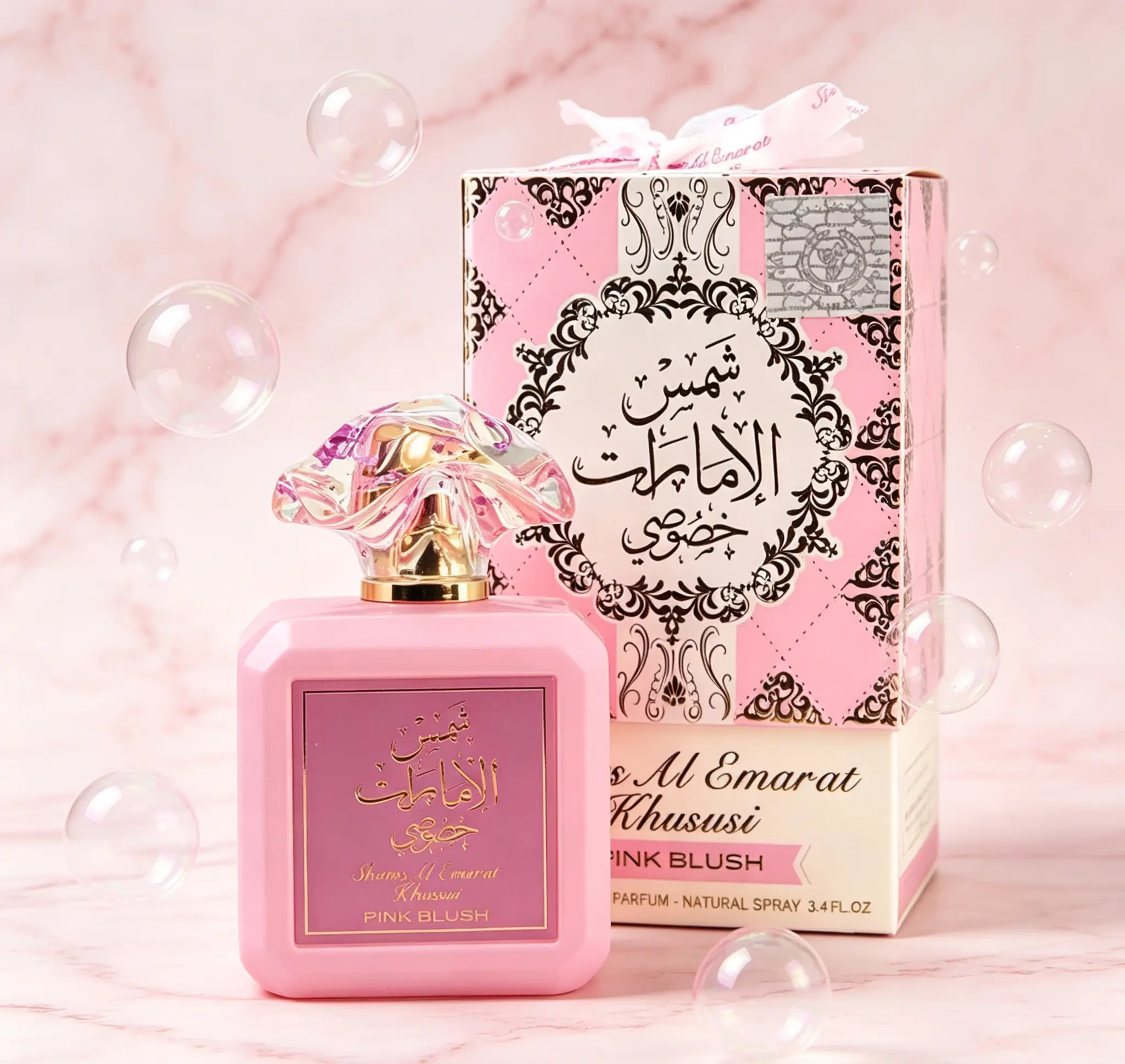 Ard al Zaafaran Shams Al Emarat Khususi Pink Blush Women’s EDP 100ml (3.4 FL.OZ), Romantic Sweet Marshmallow Scent Luxury Arabian Perfume in Elegant Pink Bottle