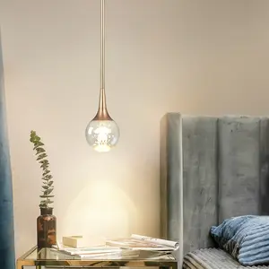 1-Light Modern LED 3200K Pendant Light, Gold Metal Rod Light Fixture with Crystal Jellyfish, Teardrop Hanging Light for Kitchen Island, Bedroom, Bar