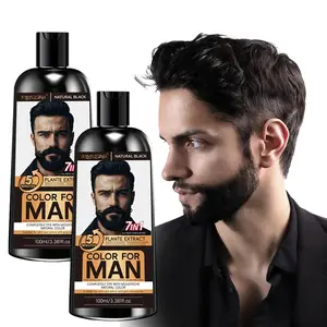 100ml black beard hair dye, beard and hair dye to enhance color brightness, natural hair color, Semi Permanent Color, Herbal plant-based hair dye shampoo, convenient to use, suitable for all skin types