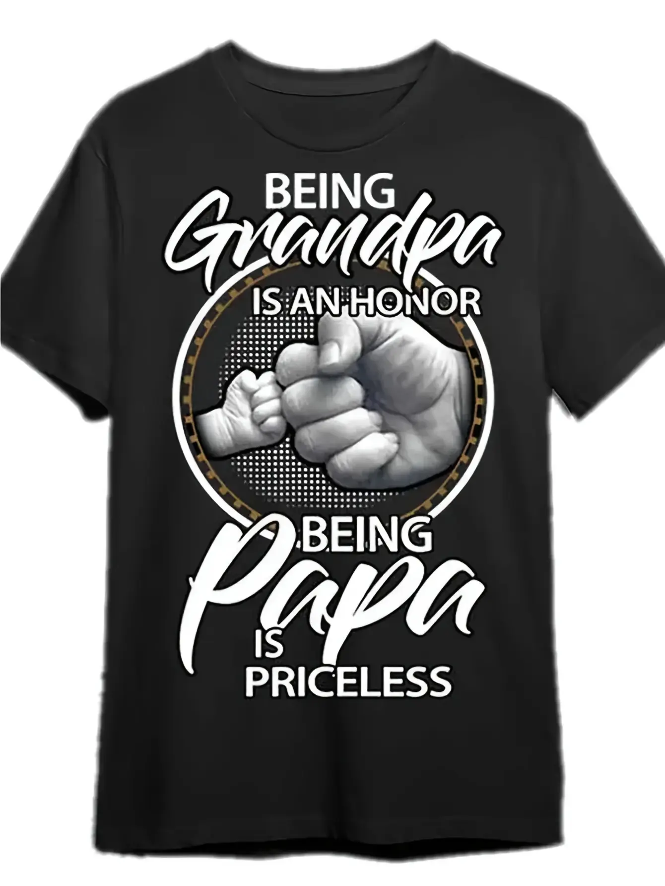Being Grandpa is an Honor Being Papa is Priceless T-Shirt - Black Grandpa & Dad Gift Idea, Soft Breathable Cotton Crew Neck Tee for Fathers Day, Grandparents Day - Machine Washable Casual Shirt for New Grandpas and Dads
