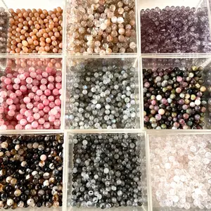 DIY Bracelets 6-10mm Round Crystal Beads with Spacer Needle 80g Original Natural Stone Beads in Various Colors Gemstone Round Loose From IG Crystal