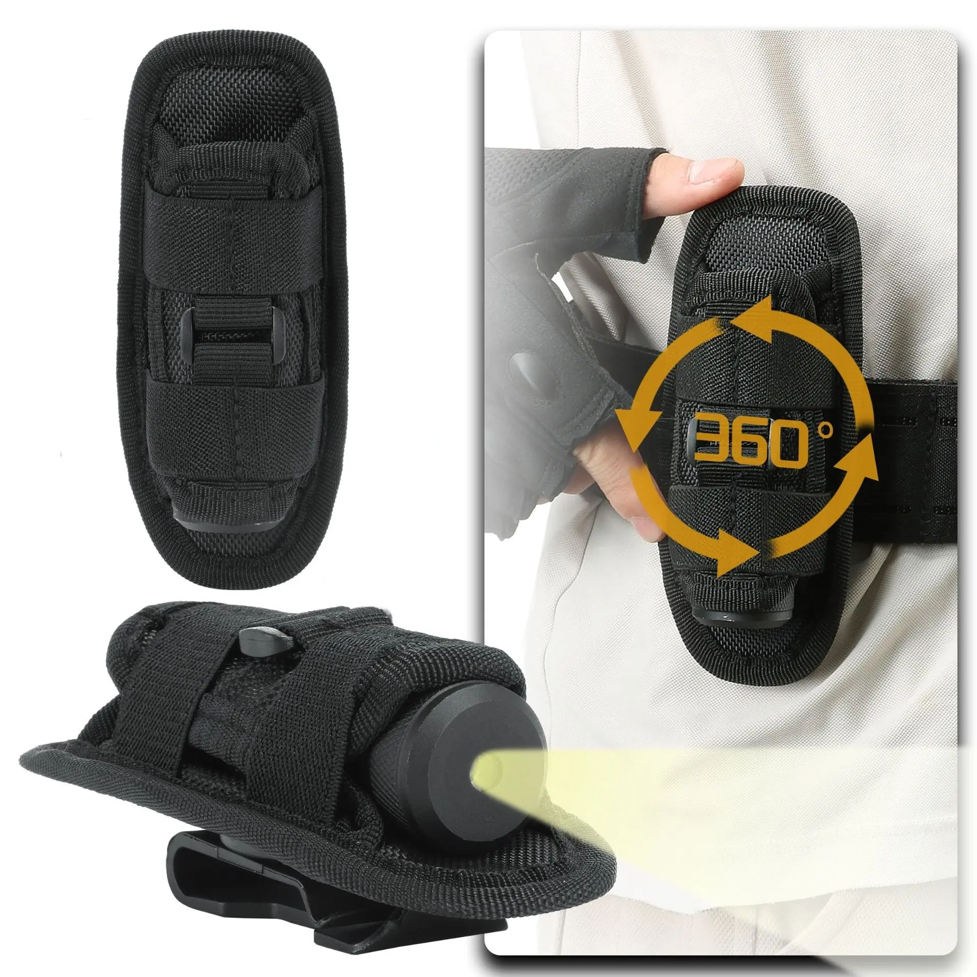 Adjustable Rotating Outdoor Tactical Flashlight Case, Multi-Functional Flashlight Bag, Waist Strap Compatible, Bright Light Outdoor Gear