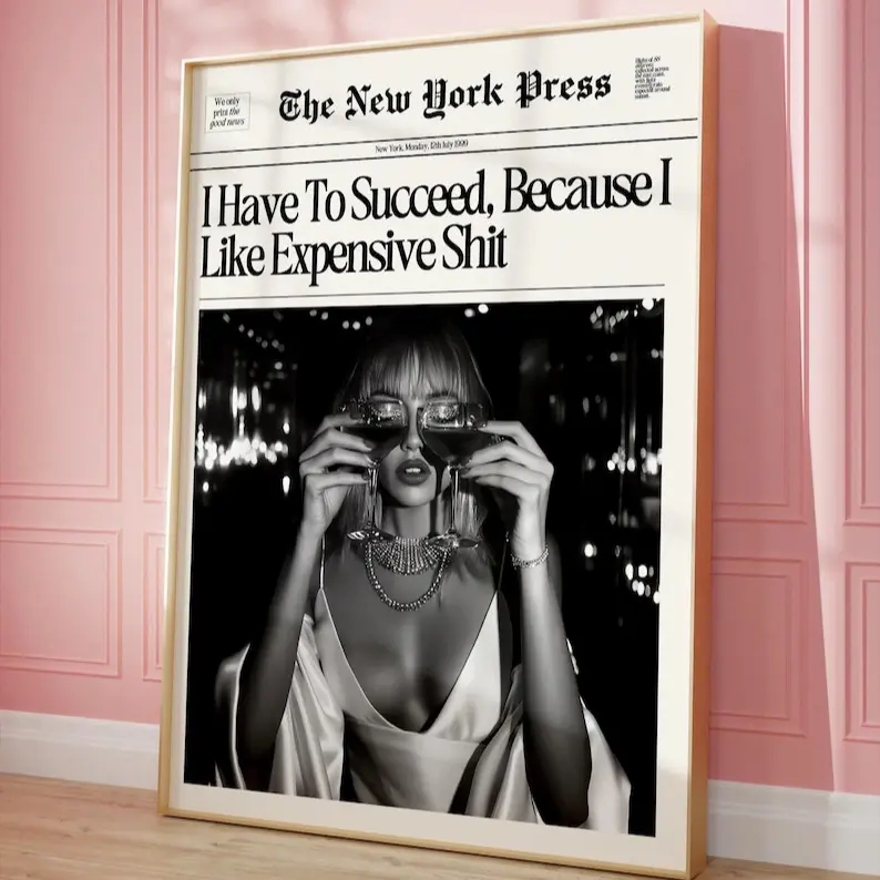 Newspaper Print Wall Art College Dorm Retro Newspaper Headline, Study Dorm Print, New York News, Decor Print, Girly Poster