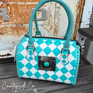 MEMORIAL DAY SALE $60 OFF Concho Turquoise Checkered Medium Speedy Bag