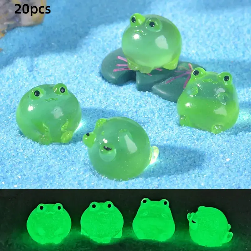 20pcs Miniature Creative Decorative Frog Figurines, Transparent Night Glow Garden Sculptures, Garden Accessories, DIY Decorations, Random Shapes, Perfect for Gardening Scenery
