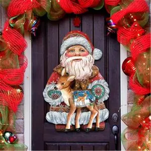 212 MAIN Handmade Holiday Fawn Wooden Christmas Decoration Set - 2-Piece 18x24in Ornaments, Festive Home Gift for Christmas Craft DIY Projects