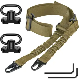 Rifle Sling Two Point Sling Adjustable Length Gun Sling for Rifle with 2 Pack Sling Swivel for M-Rail