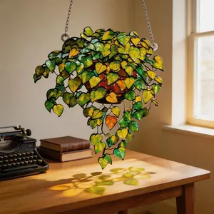 Acrylic Hanging Plant Suncatcher, Green Leaf Window Decor, Ivy Plant Acrylic Art, Nature Sun Catcher, Gift for Her