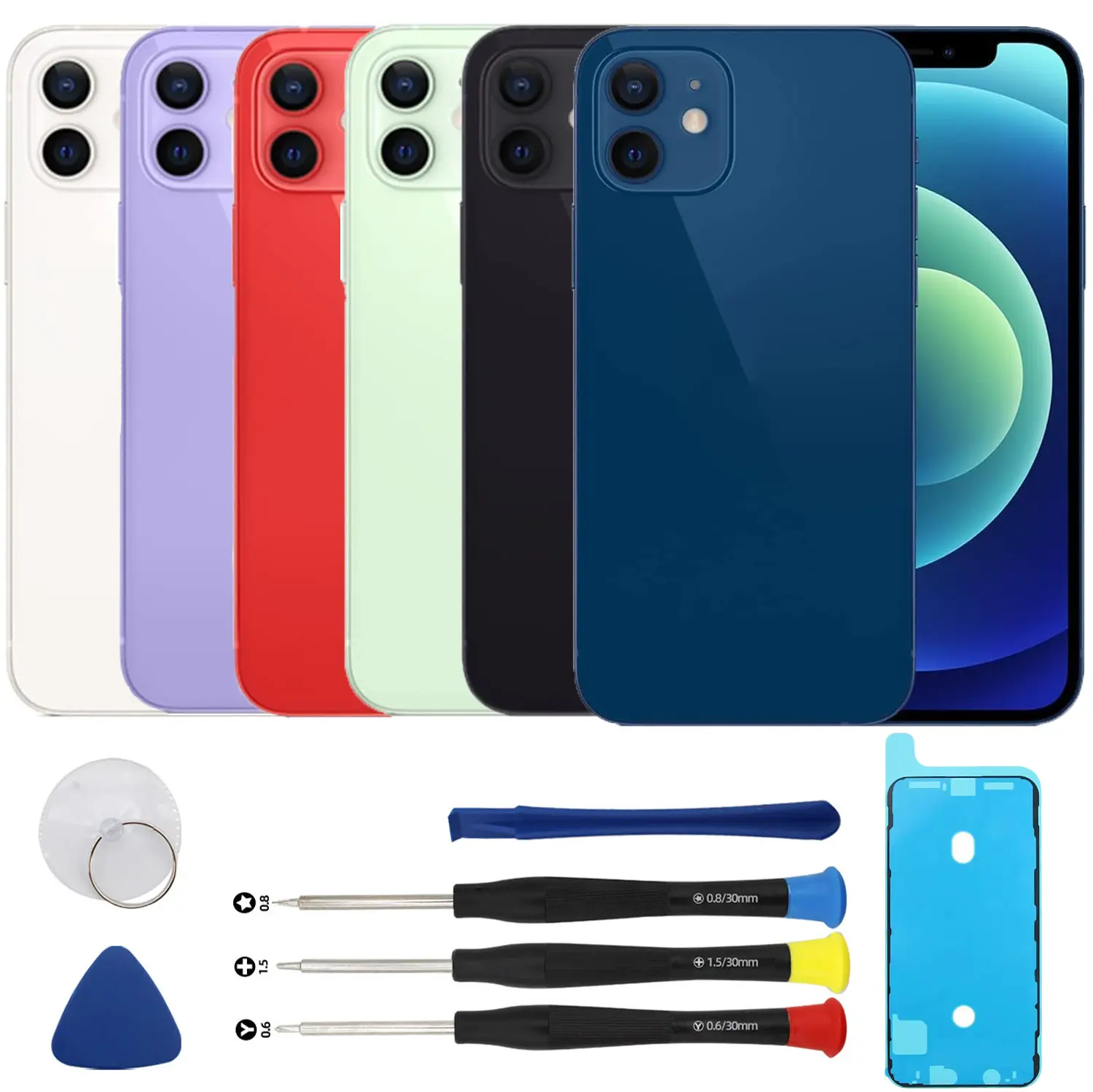 Rear Back Glass Replacement for iPhone 12 Mini with Repairing Tool Kit and All Necessary Parts