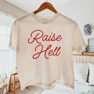 Raise Hell Boxy Crop Top, Human Rights Top, Feminist Graphic Tee, Protest Shirt, Gift for Activist, Women's Rights Shirt