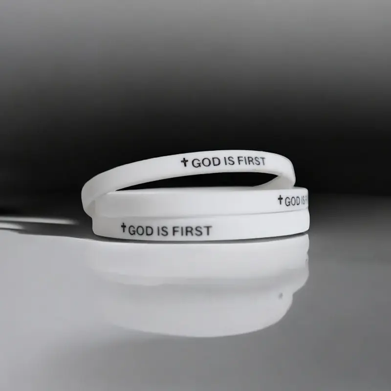2 Pack- GOD IS FIRST BRACELET I AM SECOND Motivational Message BRACELET Thin Style Religious (Set of 2 bracelets)