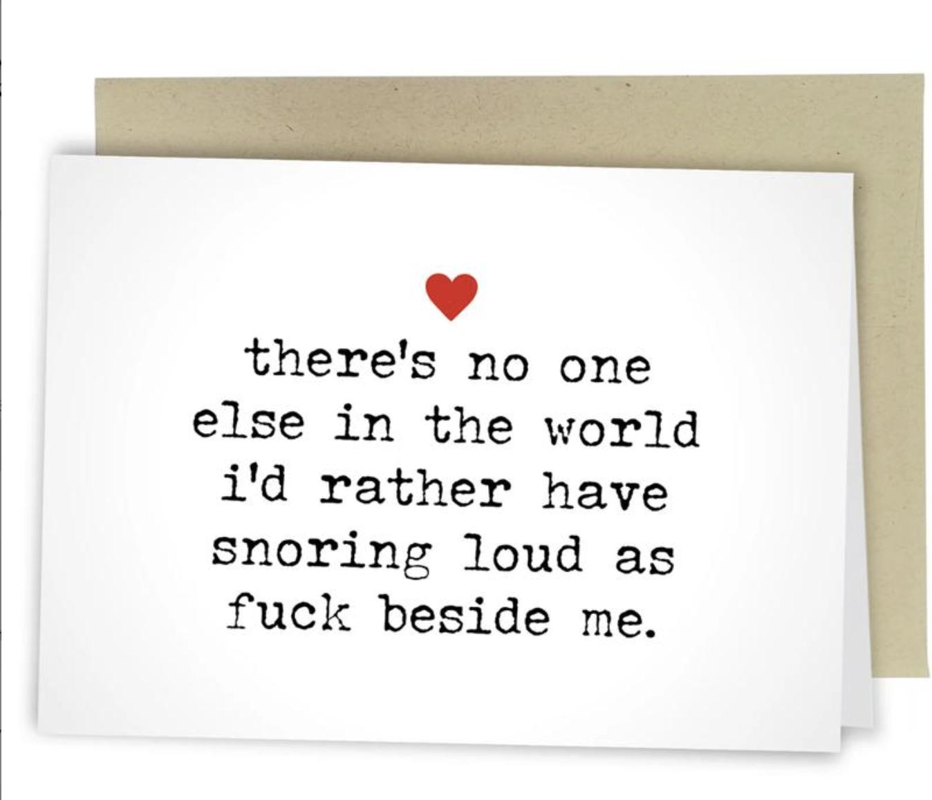 Snoring Loud Card, Hilarious Hand-Drawn Valentine’s Day Card – Office Stationery Humor Gift