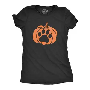 Womens Pumpkin Paw T Shirt Funny Halloween Jack-O-Lantern Pet Puppy Animal Lover Novelty Tee Funny Womens T Shirts Cute Vintage Fashion Casual Ladies T-Shirt Gift Halloween Tops for Women Funny Dog Top Women's Black