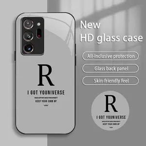 Suitable for [Galaxy Note20 Ultra 5g] New high-end creative R mobile phone case new business simple tempered electroplated glass mobile phone case affordable anti-fall anti-fingerprint 995