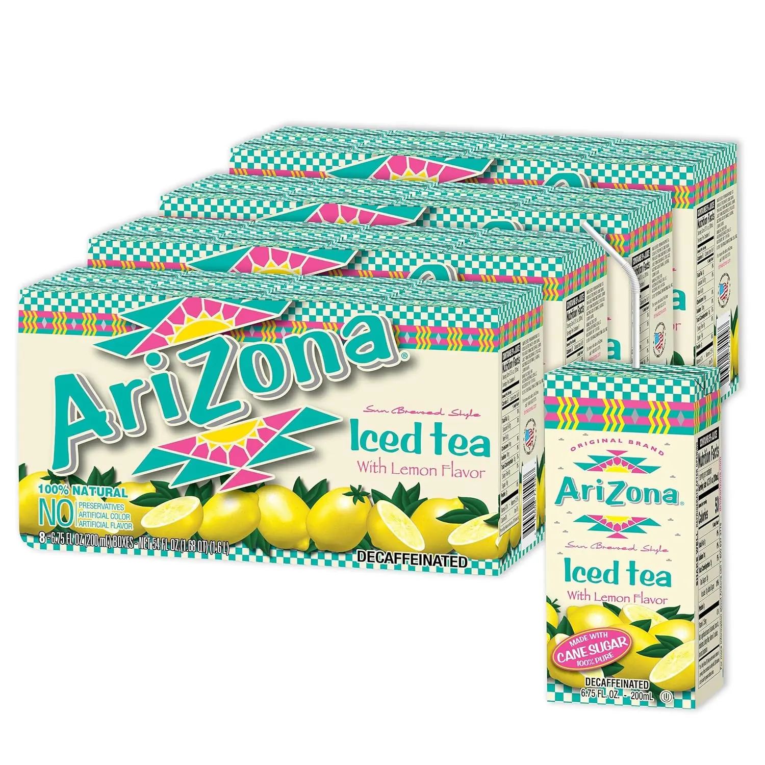 Arizona Decaffeinated Lemon Tea, 6.75 Fl Oz, Pack of 32