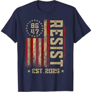 86 47 Anti Trump Resist Impeach Trump Impeach 47 US Flag T-Shirt USI6K graphic  tee
