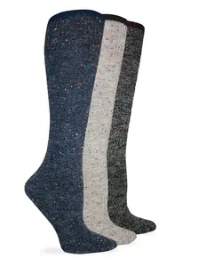 Wise Blend 2 Pair Wool Marl Knit Moisture Wicking Cushion Tall Long Knee High Slouch Boot Socks Vintage Fashion Womenswear