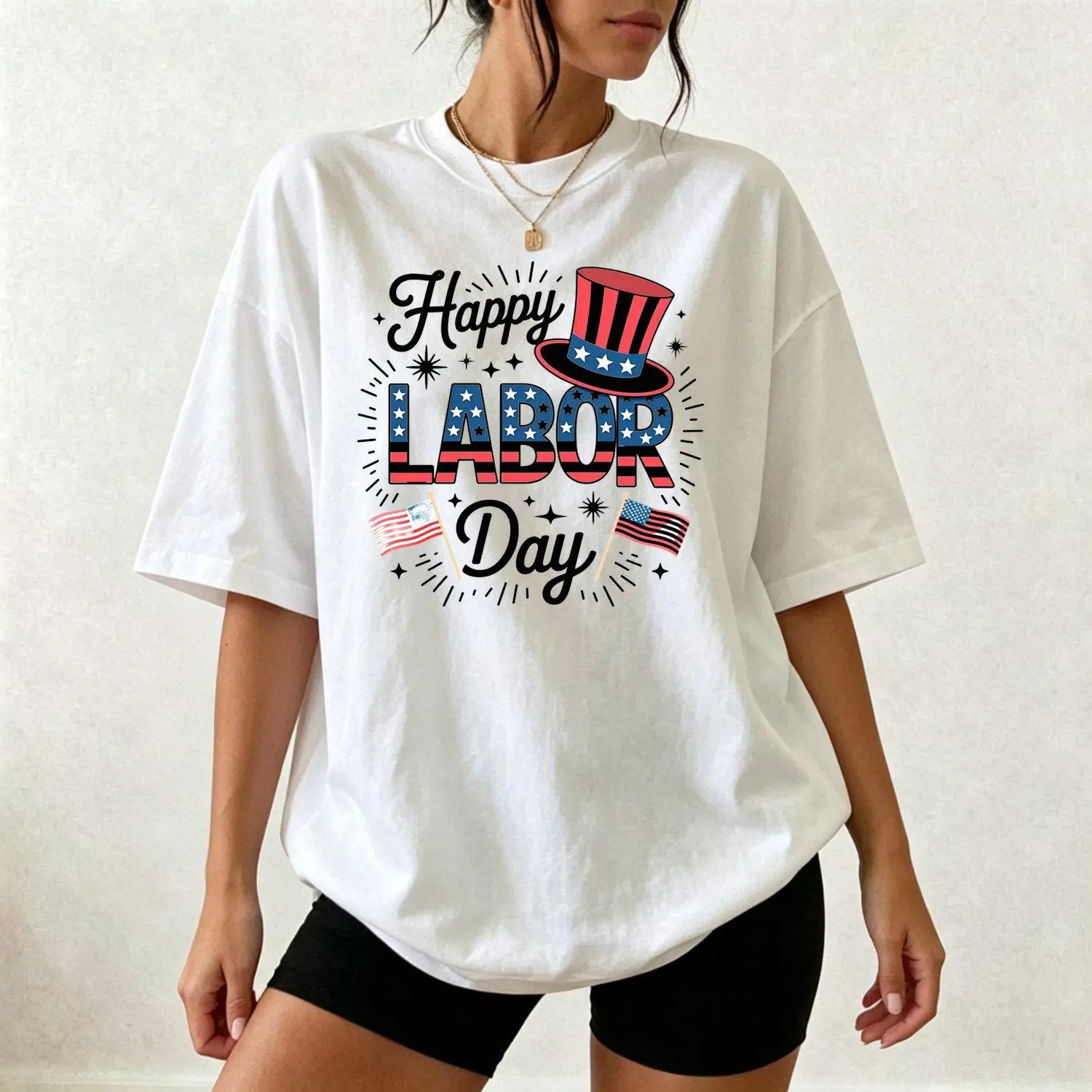 Heavyweight Labor Day Womens T Shirt Patriotic Union Worker Graphic Tee with Construction Site Round Neck Casual Shirt Suitable for Construction Workers Union Pride Apparel