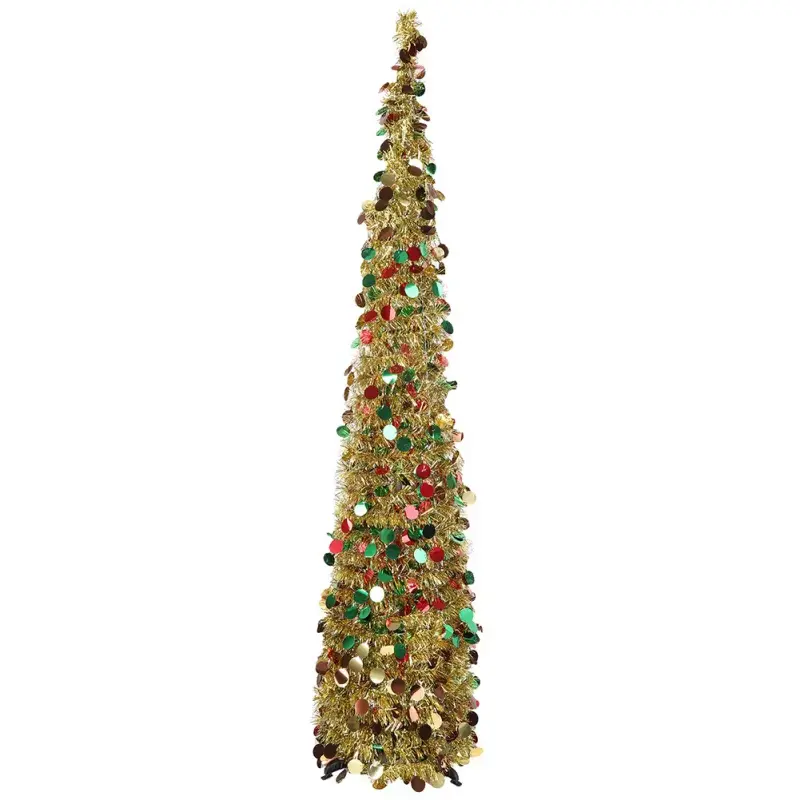 1.5 M Christmas Tree Collapsible Sequin Tinsel Artificial Christmas Tree Reusable DIY Festive Party Decoration New Year Ornament Does not apply