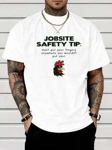 Men's Short Sleeve T-Shirt with High-Definition Turkey Head Print, Fashion Round Neck Top, Streetwear, Comfortable Fabric, Casual Wear