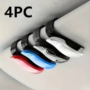 4-Piece universal car visor clip set, ABS spectacle frame and card storage box for visor storage - perfect for car and home use!