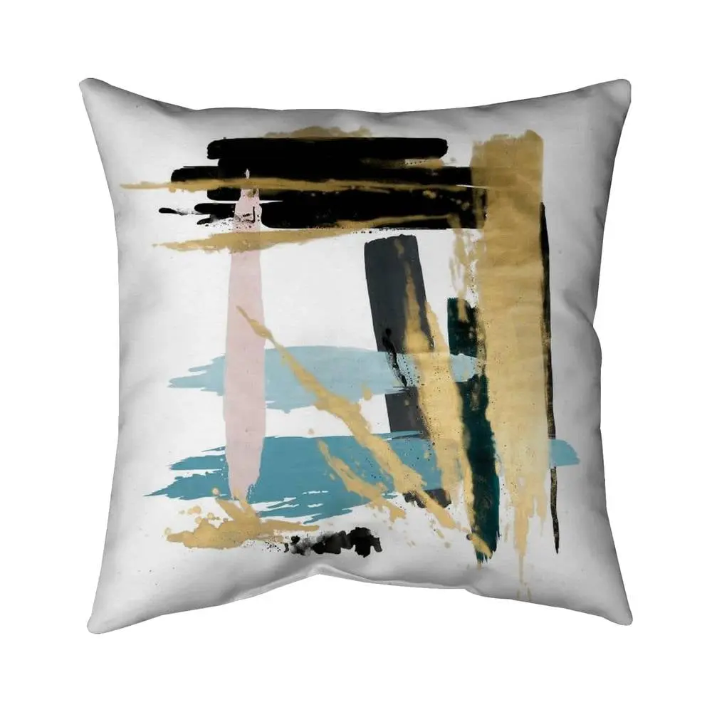 360 Stand Abstract Shape Accent Pillow - 16x16 in, Blue Modern, Polyester Fill Home Decor (Model 5541-1616-AB114, Pastel Stroke Design), Art-Inspired Standard Pillows, Blue Standard Pillows